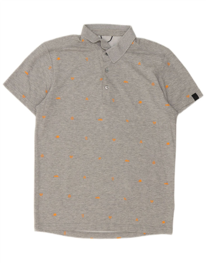 Adidas Polo à motif abstrait pour homme UK 40/42 Gris moyen Coton