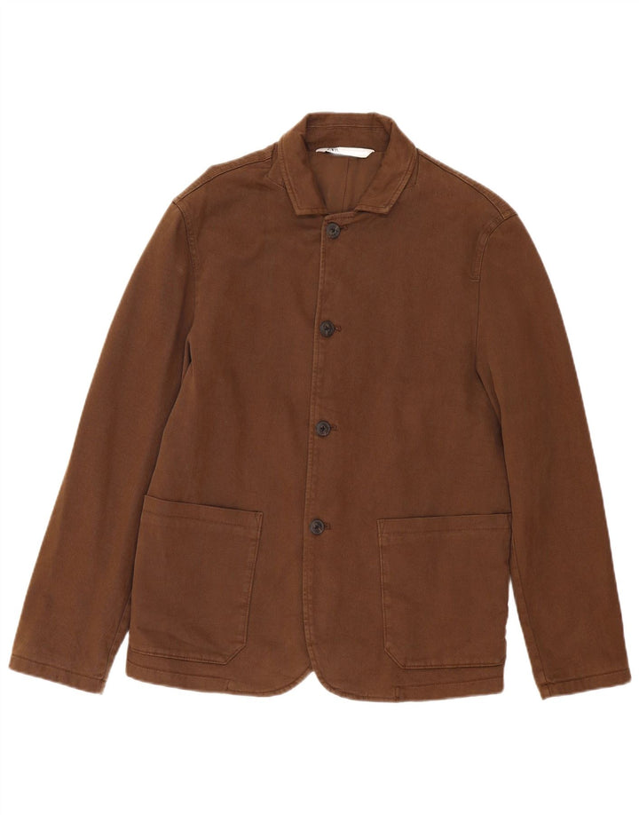 Zara Veste Bomber Homme UK 36 Petit Coton Marron
