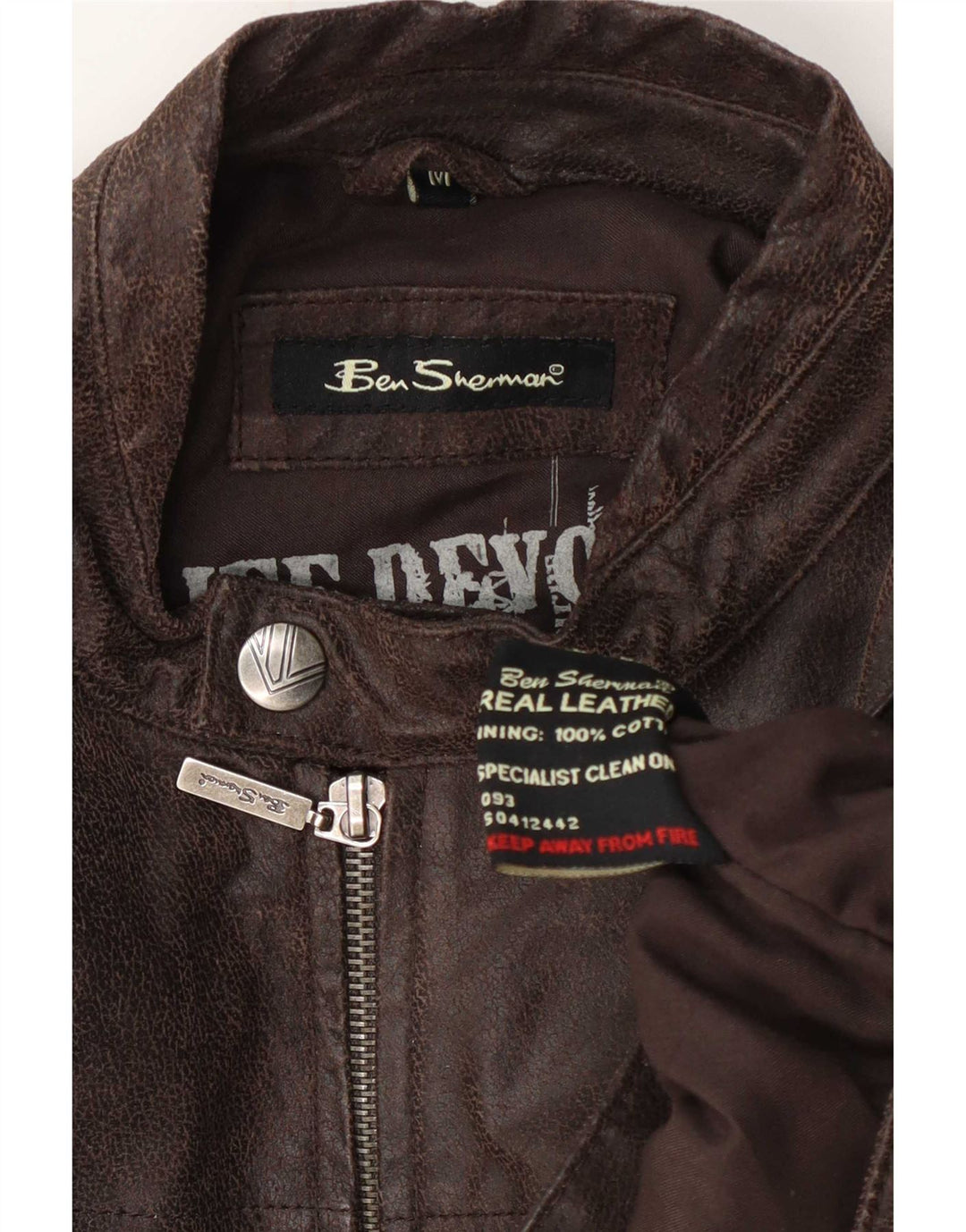 Ben Sherman Veste de motard en cuir pour homme UK 38 Marron moyen
