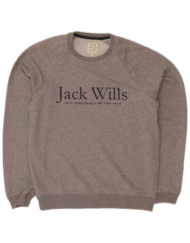 Jack Wills Sweat-Shirt Graphique Homme Gris Moyen Moucheté Coton