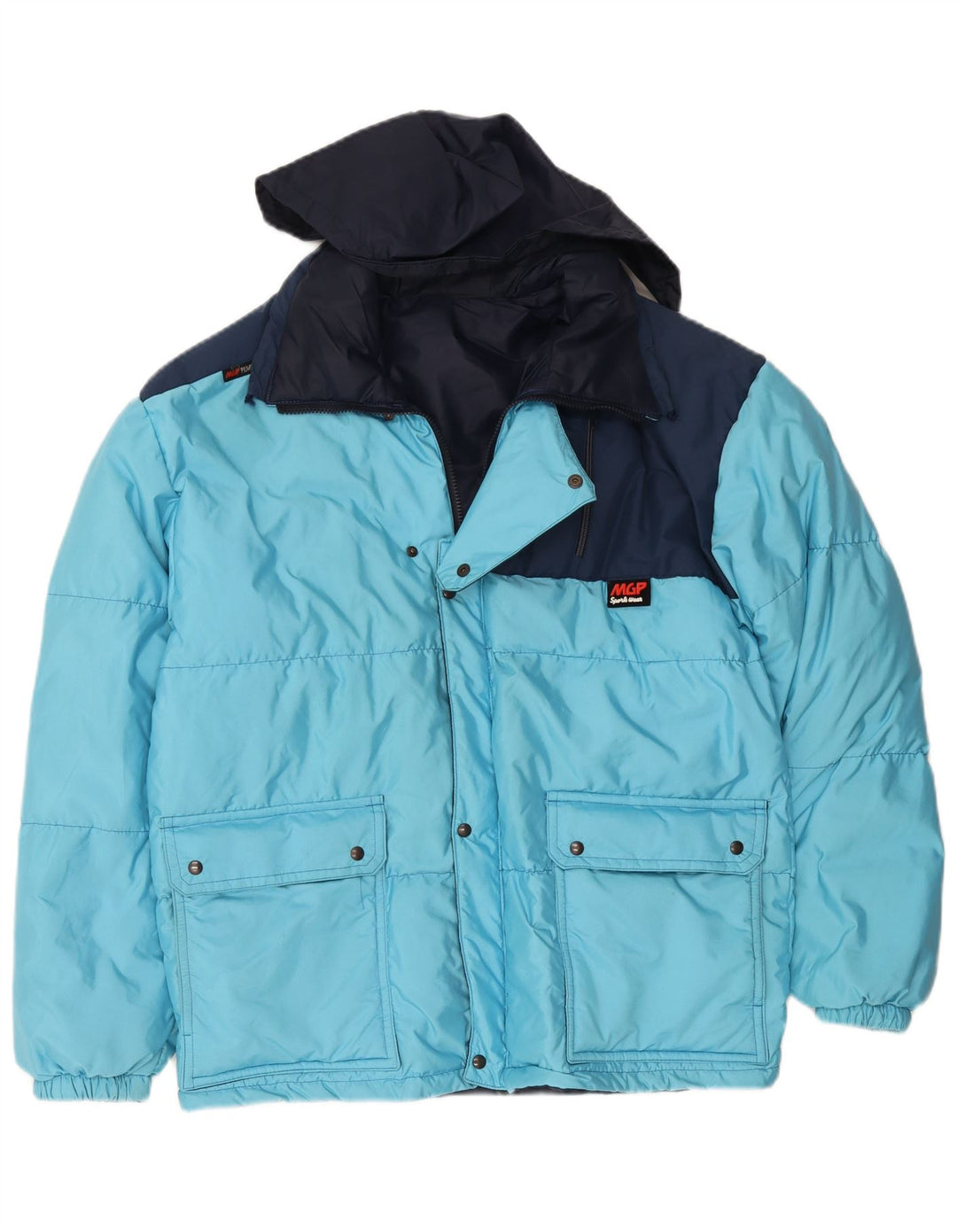 veste matelassée à capuche vintage pour homme IT 48 Medium Blue Colourblock Polyamide
