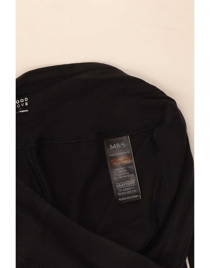 Marks & Spencer Leggings Femme UK 12 Coton Noir Moyen