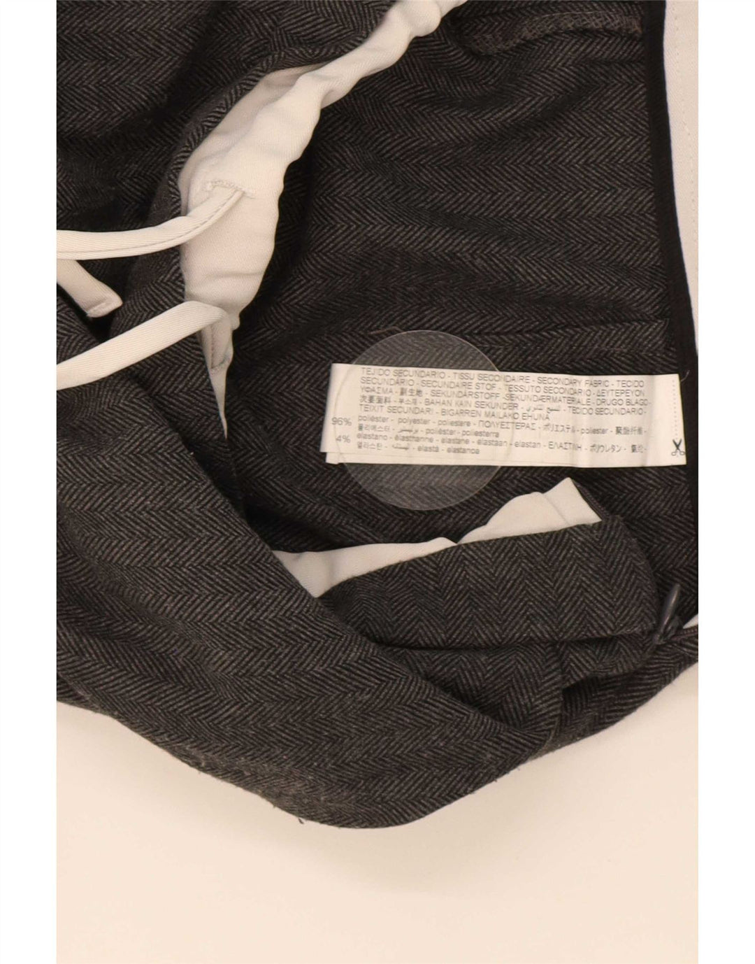 Zara Pantalon Femme Coupe Ample Moyen W30 L30 Gris Chevrons Polyester