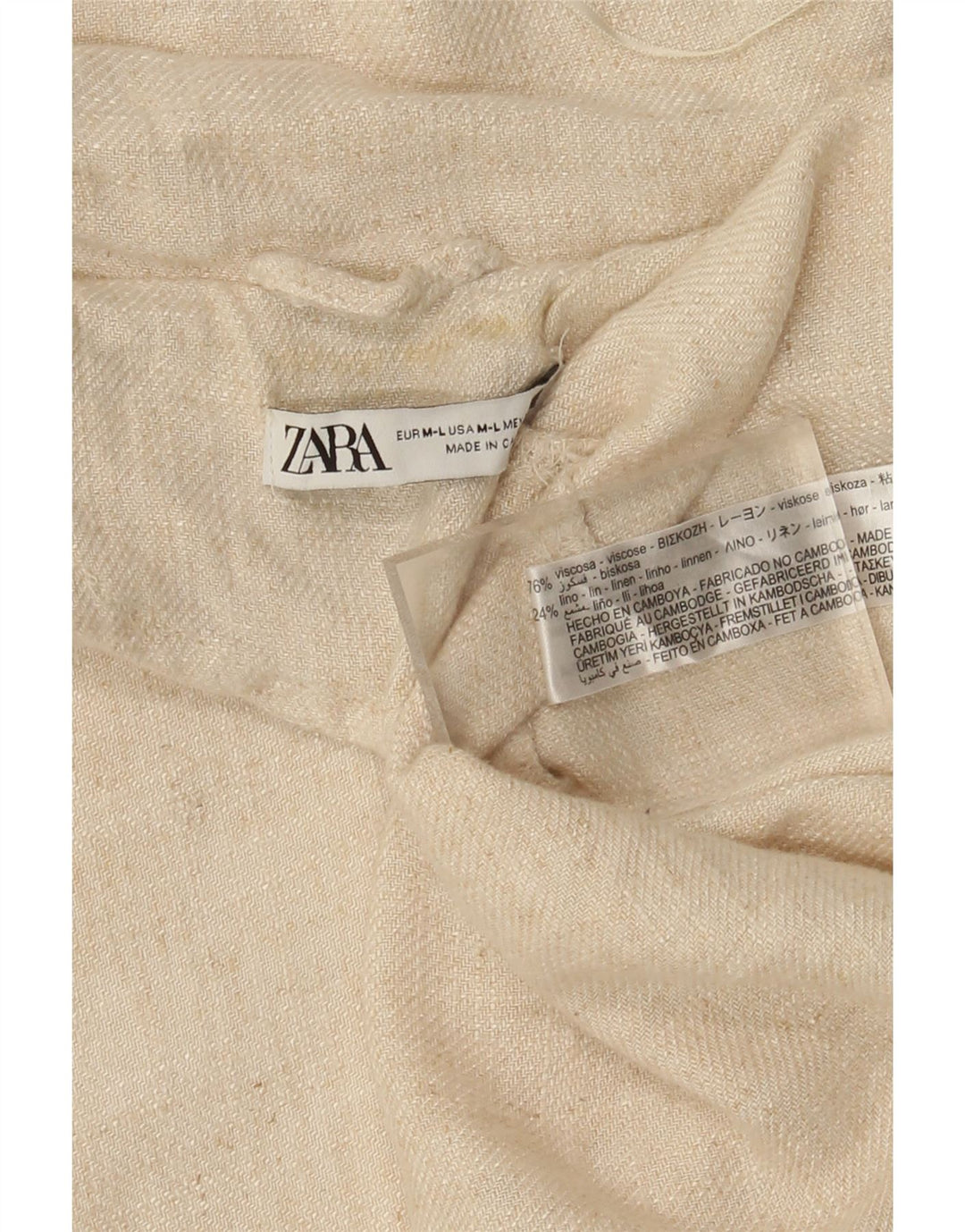 Zara Pardessus ouvert surdimensionné pour femme UK 14 Medium Off White Viscose