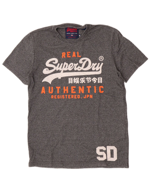 Superdry Mens Graphic T-Shirt Top Medium Grey Flecked Cotton
