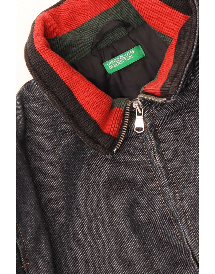 Benetton Veste Coupe-Vent en Jean Garçon 10-11 Ans Bleu Marine Colorblock