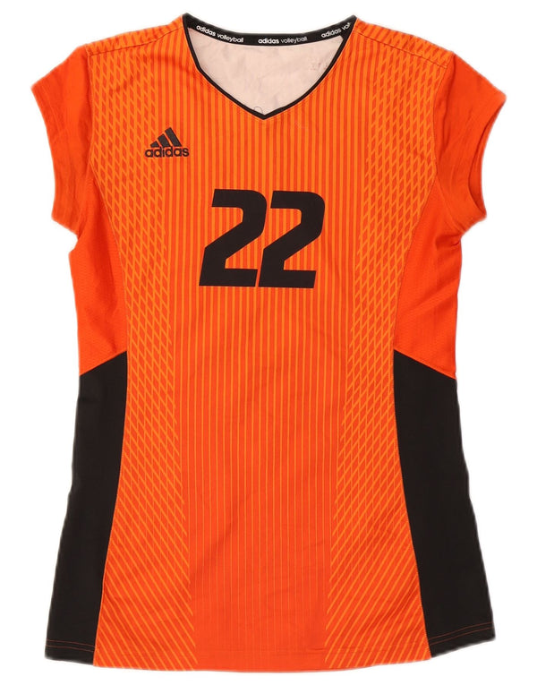 Adidas Womens Climacool Graphic Top Long Sleeve UK 10 Small Orange