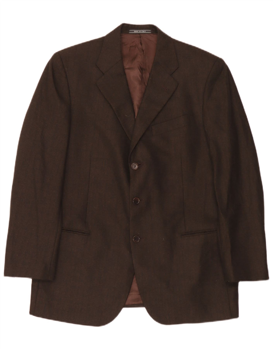 vintage Homme 3 Bouton Blazer Veste UK 38 Laine Vierge Brun Moyen