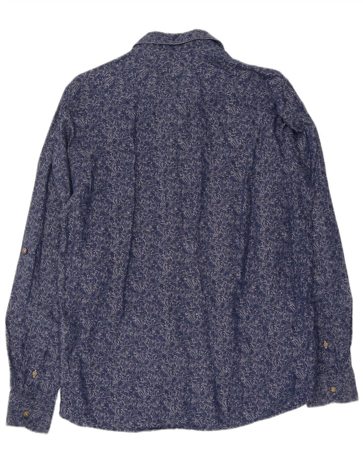 TED BAKER Chemise Homme Taille 4 Grand Coton Floral Bleu Marine