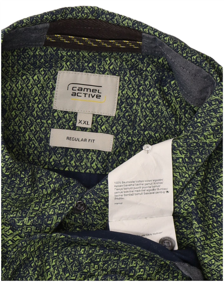 Camel Active Chemise Regular Fit Homme 2XL Vert Géométrique Coton