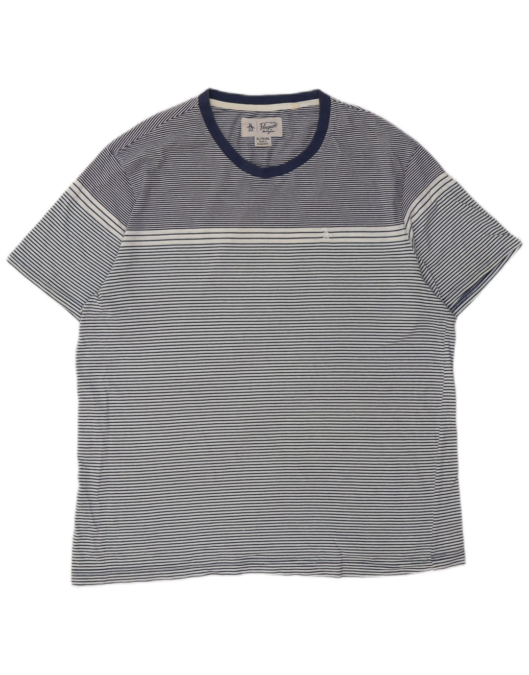 PENGUIN T-Shirt Homme Haut XL Bleu Marine Rayé Coton
