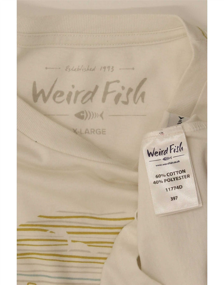 Weird Fish T-Shirt graphique pour hommes, haut XL en coton blanc