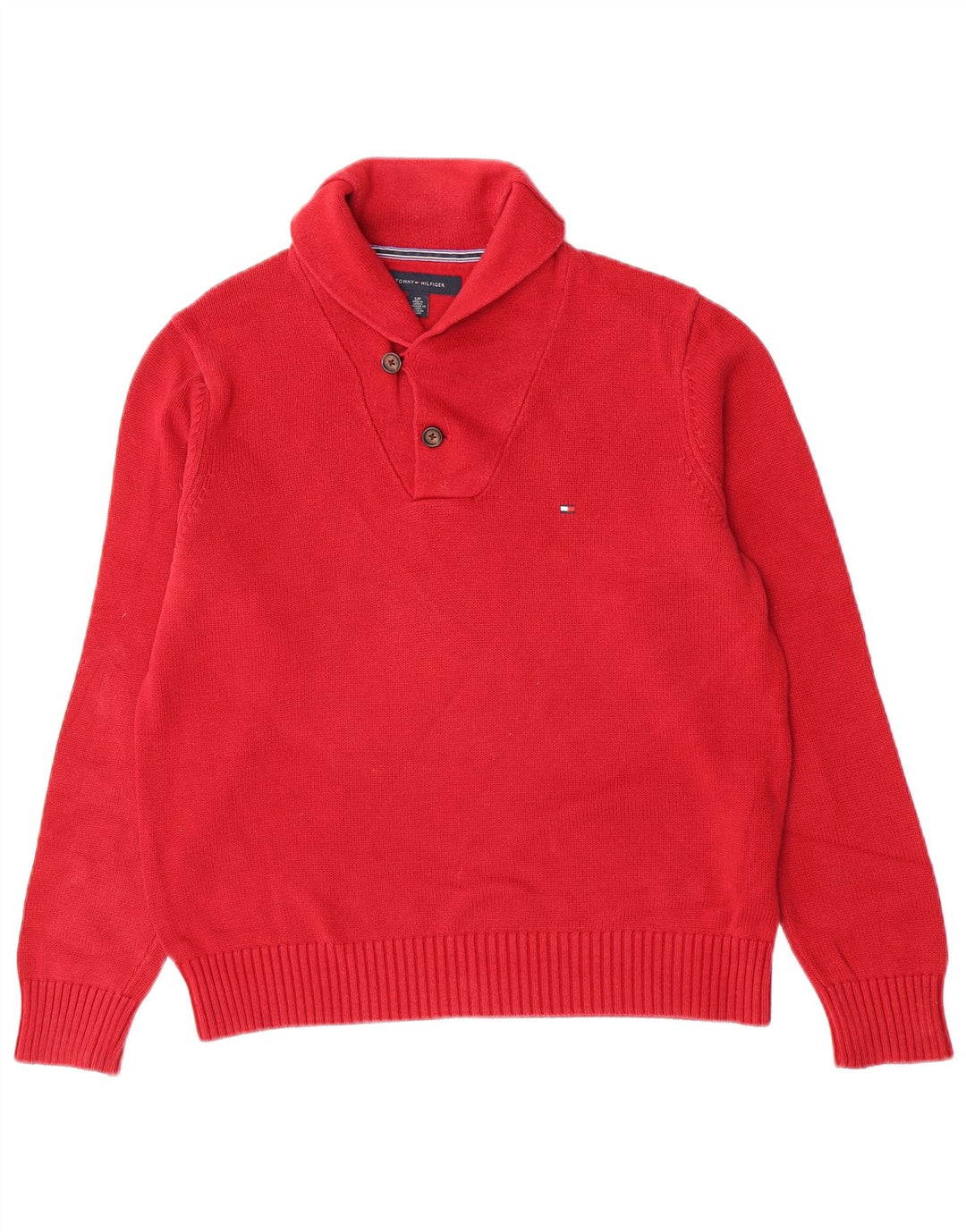 Tommy Hilfiger Pull à col châle pour homme Petit coton rouge