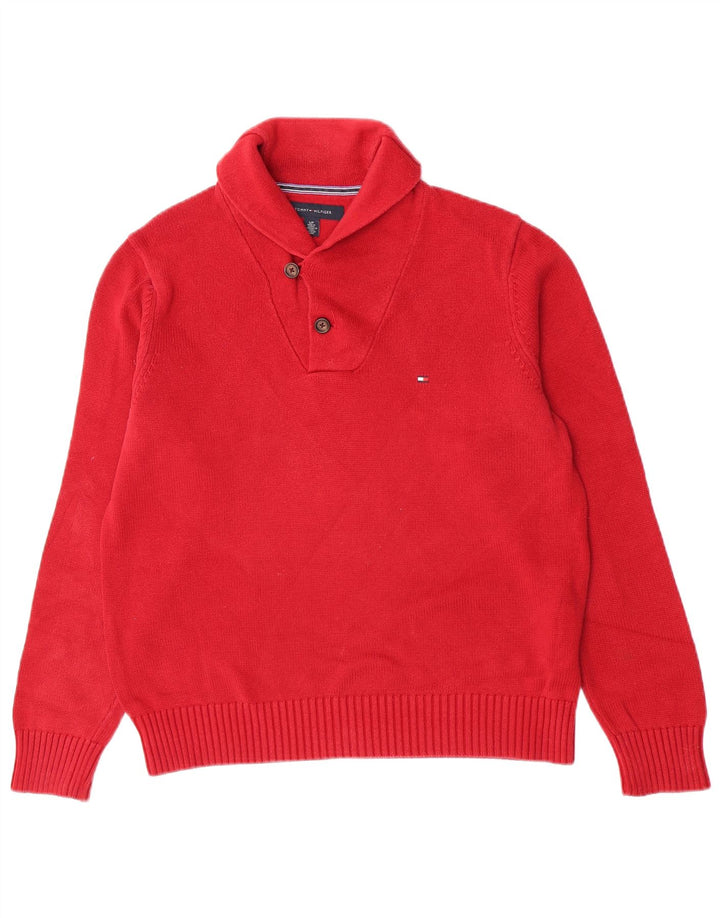 Tommy Hilfiger Pull à col châle pour homme Petit coton rouge