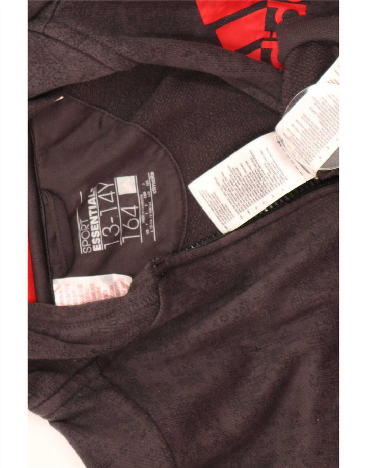 Adidas Pull à capuche zippé graphique pour garçon 13-14 ans Gris Polyester