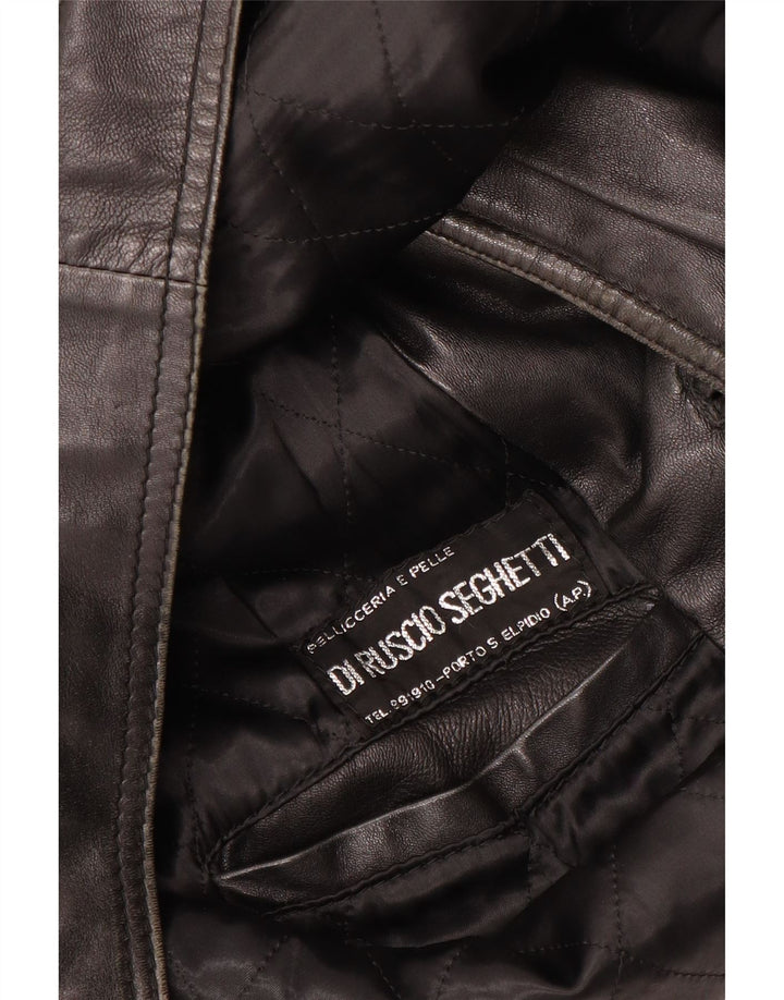 VINTAGE Veste en cuir homme UK 40 Grand cuir noir