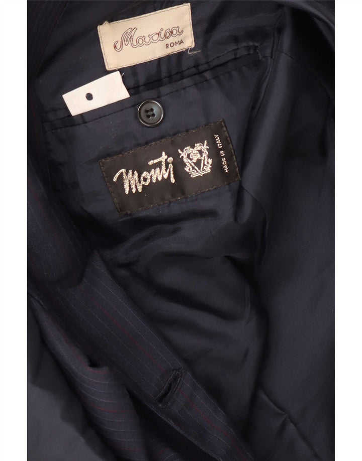 Monti Veste Blazer Croisée Homme IT 56 3XL Laine Rayée Bleu Marine