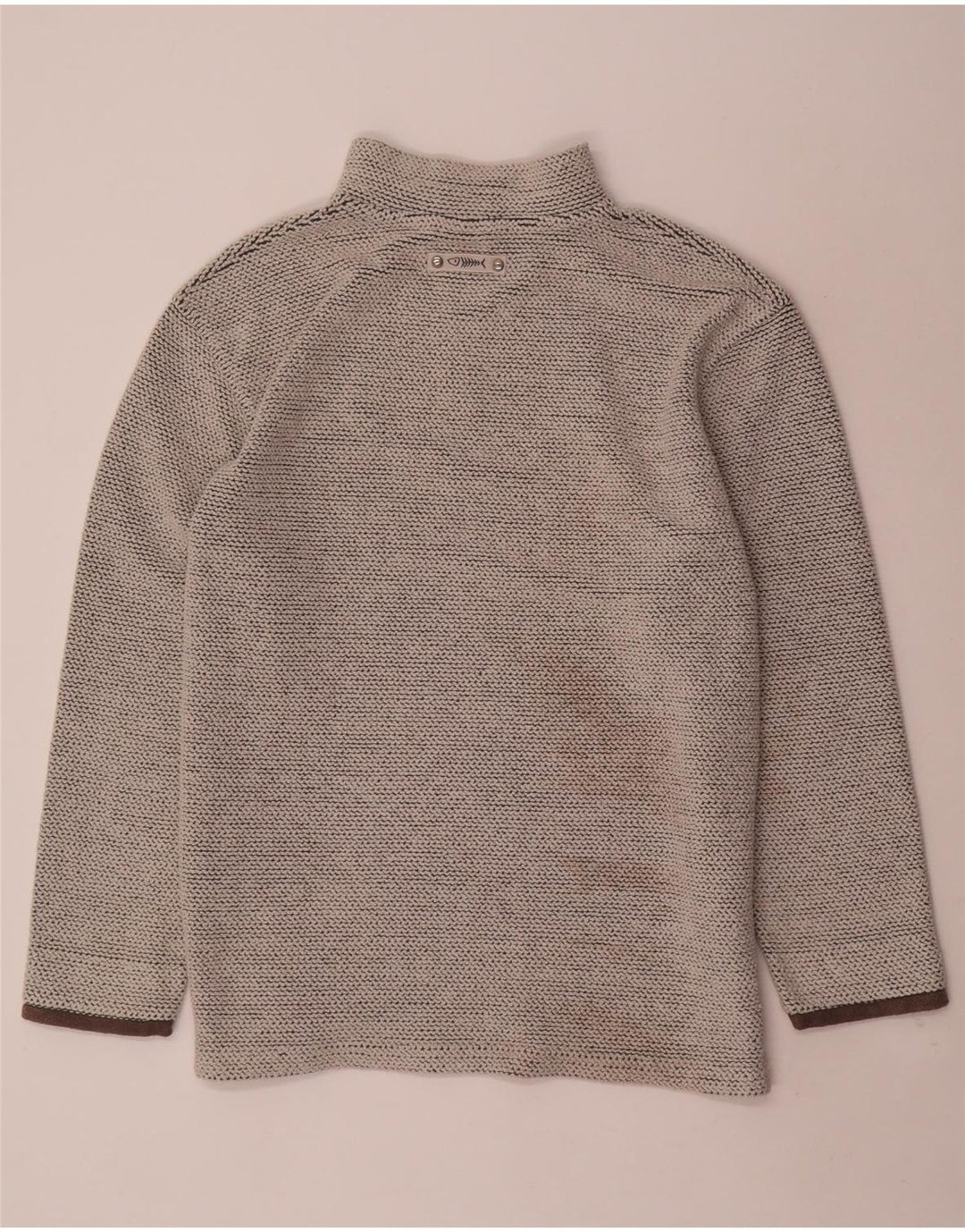 WEIRD FISH Sweat-shirt à col zippé pour homme en coton gris Taille L