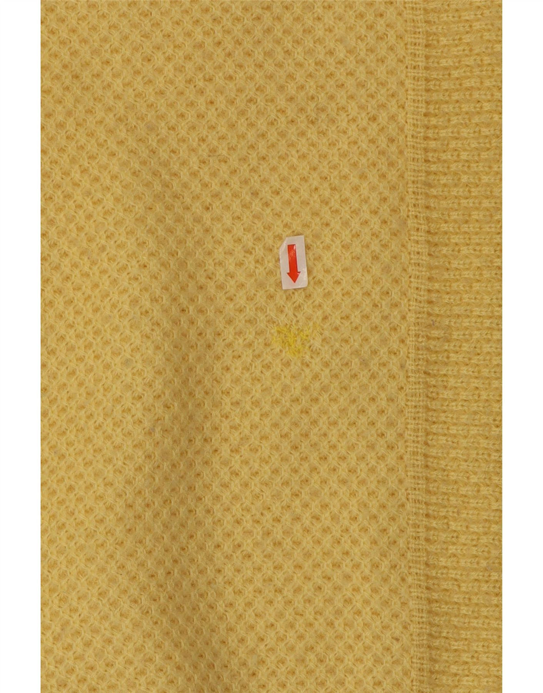 vintage Mens Crew Neck Jumper Pull Grand Acrylique Jaune
