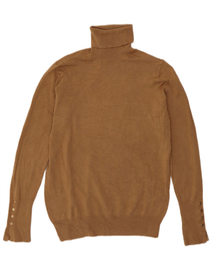 Zara Pull col roulé pour femme UK 12 Viscose beige moyen