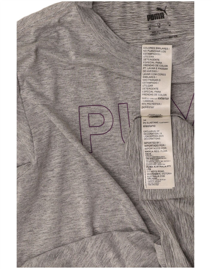 PUMA Haut graphique à manches longues pour femme UK 44 Polyester moucheté gris moyen