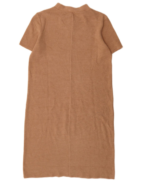 Zara Robe pull à manches courtes pour femme UK 10 Petit Beige