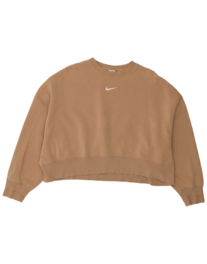 Nike Sweat-shirt surdimensionné pour femme UK 14 en coton marron moyen