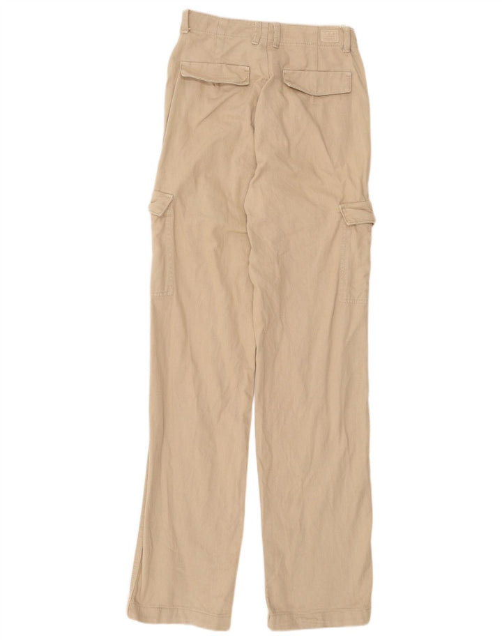 PULL & BEAR Womens Straight Cargo Trousers EU 34 2XS W24 L33 Beige Cotton