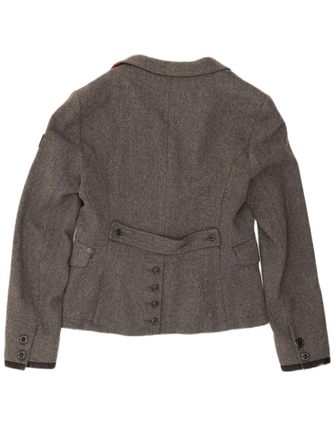 Superdry Veste Blazer 2 Boutons Femme UK 14 Large Gris Laine
