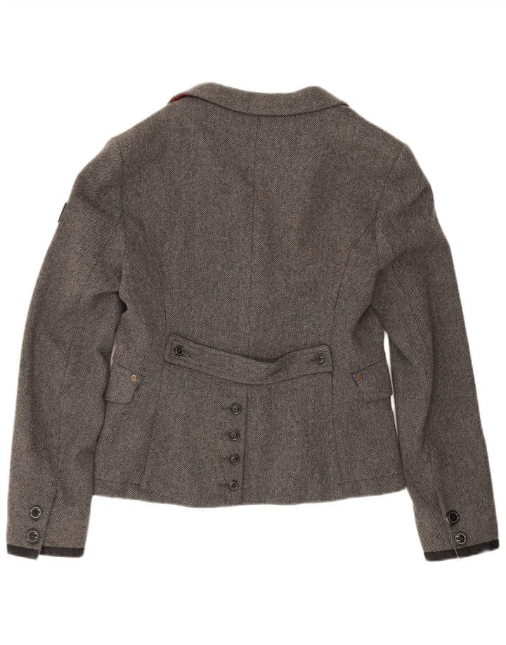Superdry Veste Blazer 2 Boutons Femme UK 14 Large Gris Laine