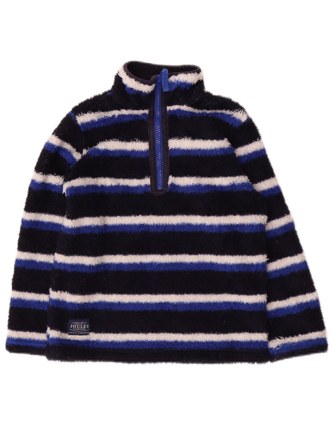 JOULES Pull Polaire Col Zippé Garçon 5-6 ans Bleu Rayé Polyester