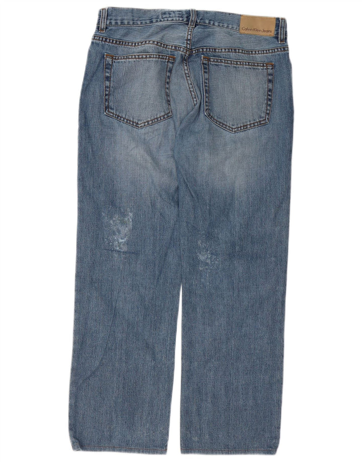 Calvin Klein Jean droit vieilli W33 L27 pour homme en coton bleu