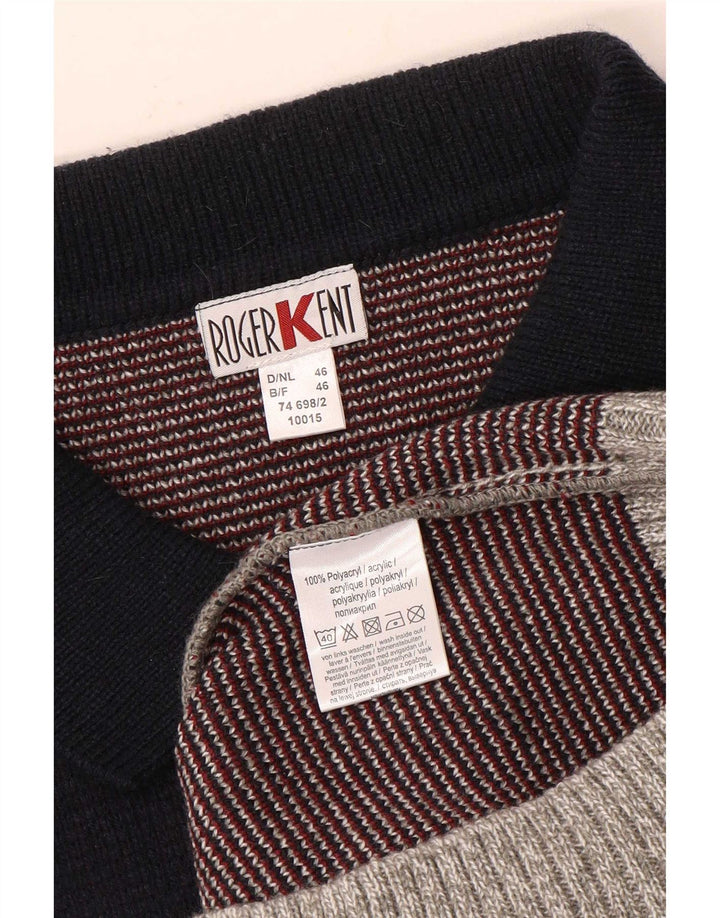 Roger Kent Pull Cardigan Homme IT 46 Petit Gris Colorblock Polyacrylique