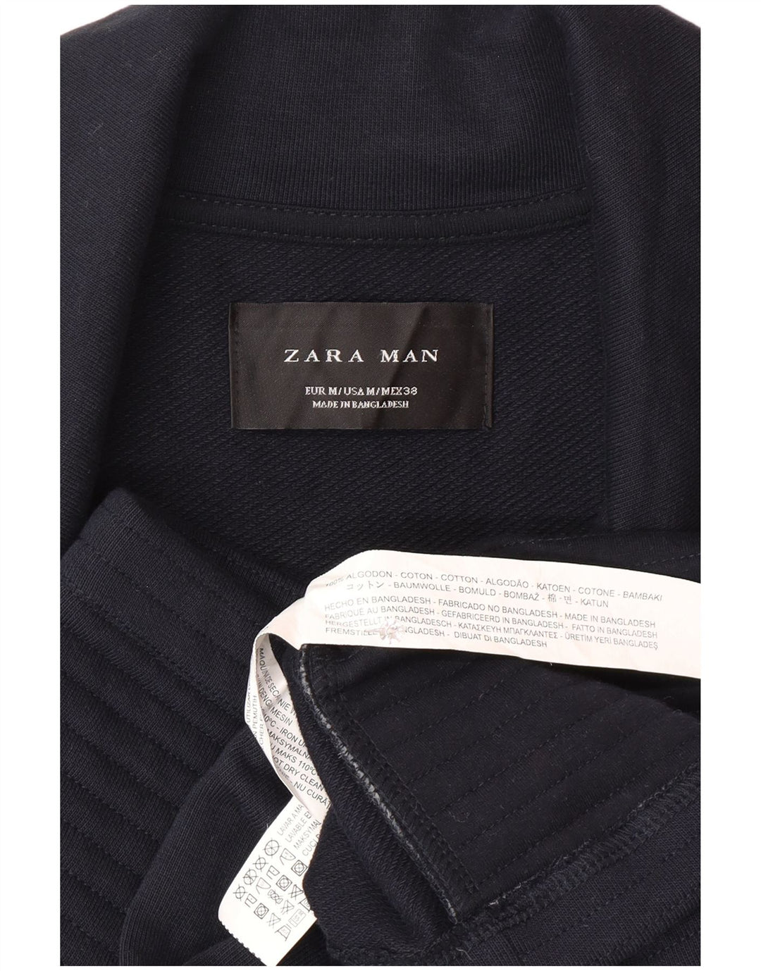 Zara Veste de motard pour homme UK 38 en coton bleu marine moyen