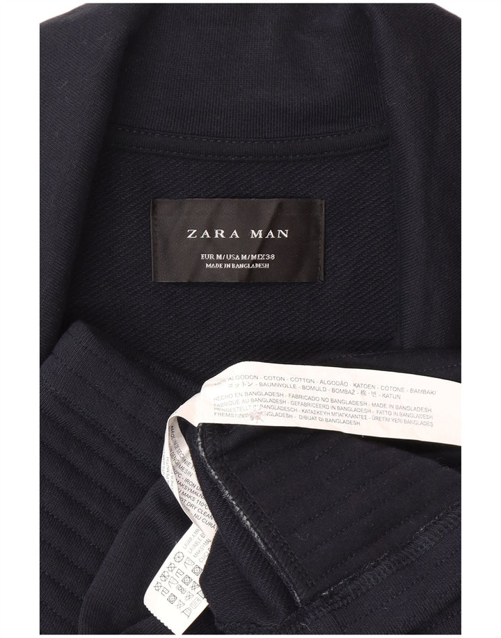 Zara Veste de motard pour homme UK 38 en coton bleu marine moyen