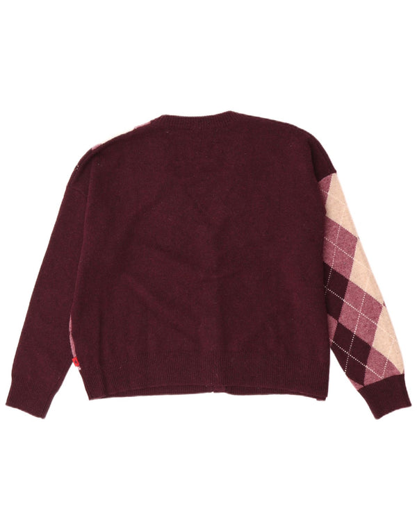 Kappa Cardigan surdimensionné pour femme UK 18 XL Marron Argyle/Diamant