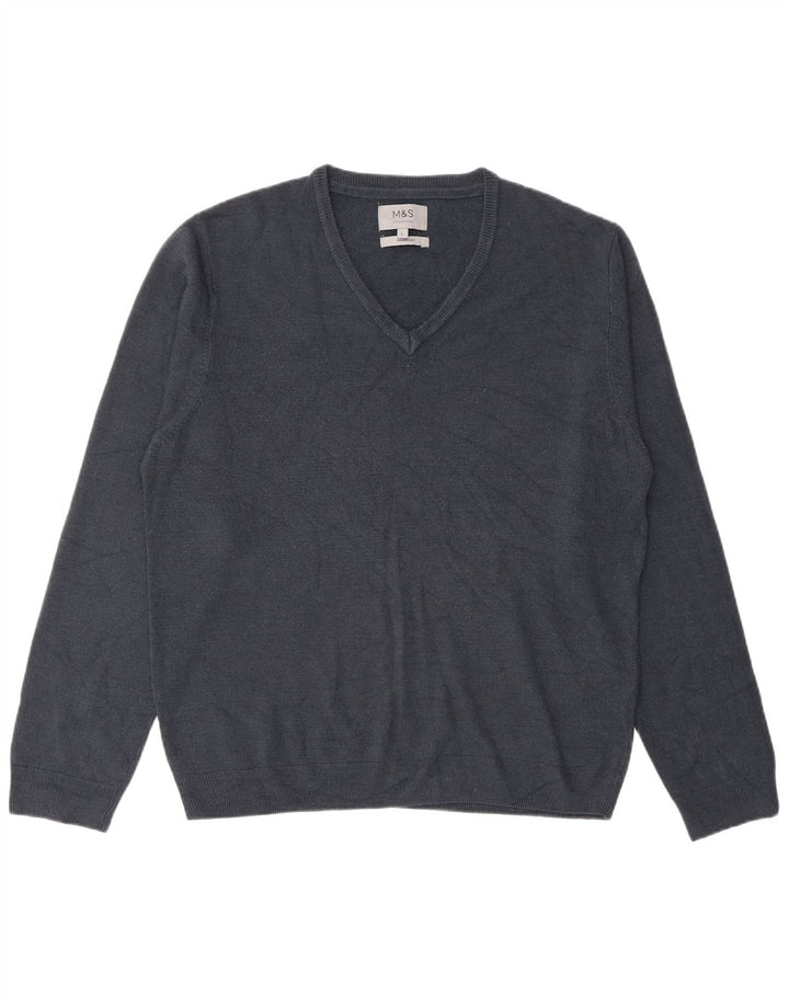 Marks & Spencer Pull col V pour homme en acrylique bleu marine Taille L