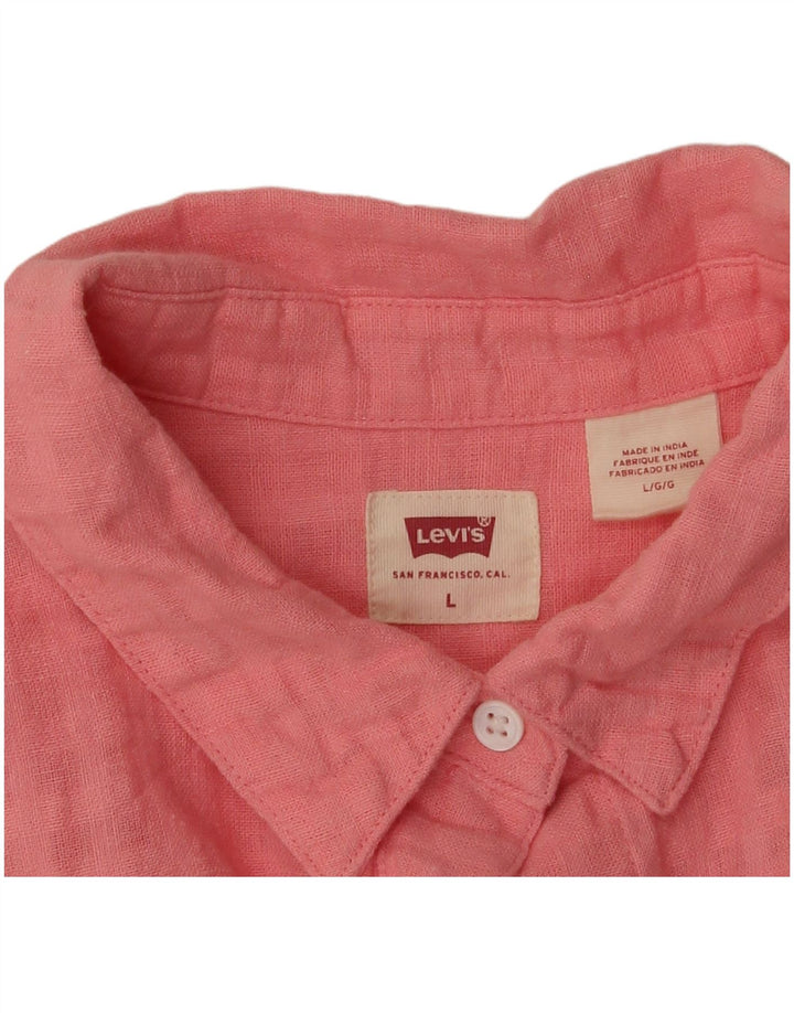 Levi's Chemise surdimensionnée à manches courtes pour femme UK 16 Grand carreaux roses