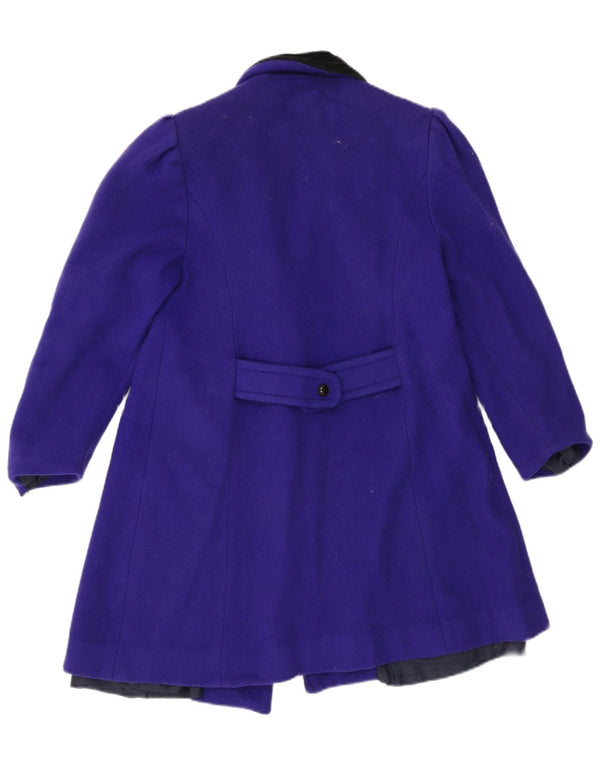 vintage Femme Double Breasted Coat UK 14 Laine Violet Moyen