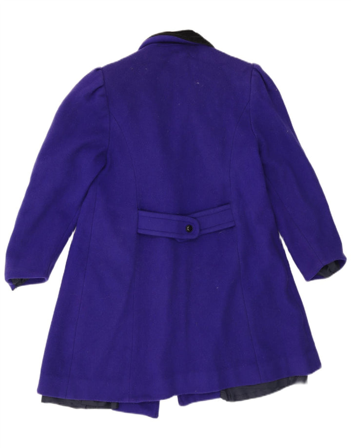 vintage Femme Double Breasted Coat UK 14 Laine Violet Moyen