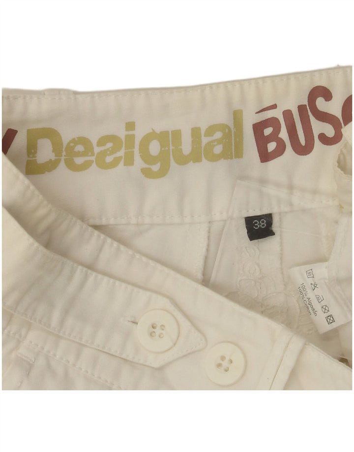 DESIGUAL Pantalon Chino Droit Femme EU 38 Medium W30 L28 Coton Blanc