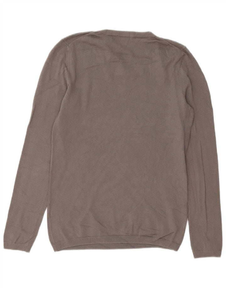 TOMMY HILFIGER Pull à col rond pour femme UK 10 Petit Gris