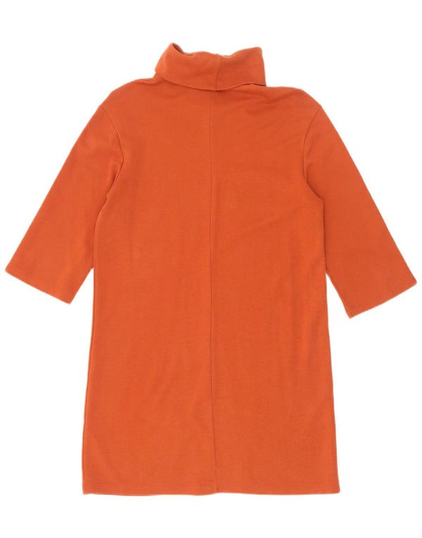 Zara Womens Trafaluc Robe droite à manches 3/4 UK 10 Petit coton orange