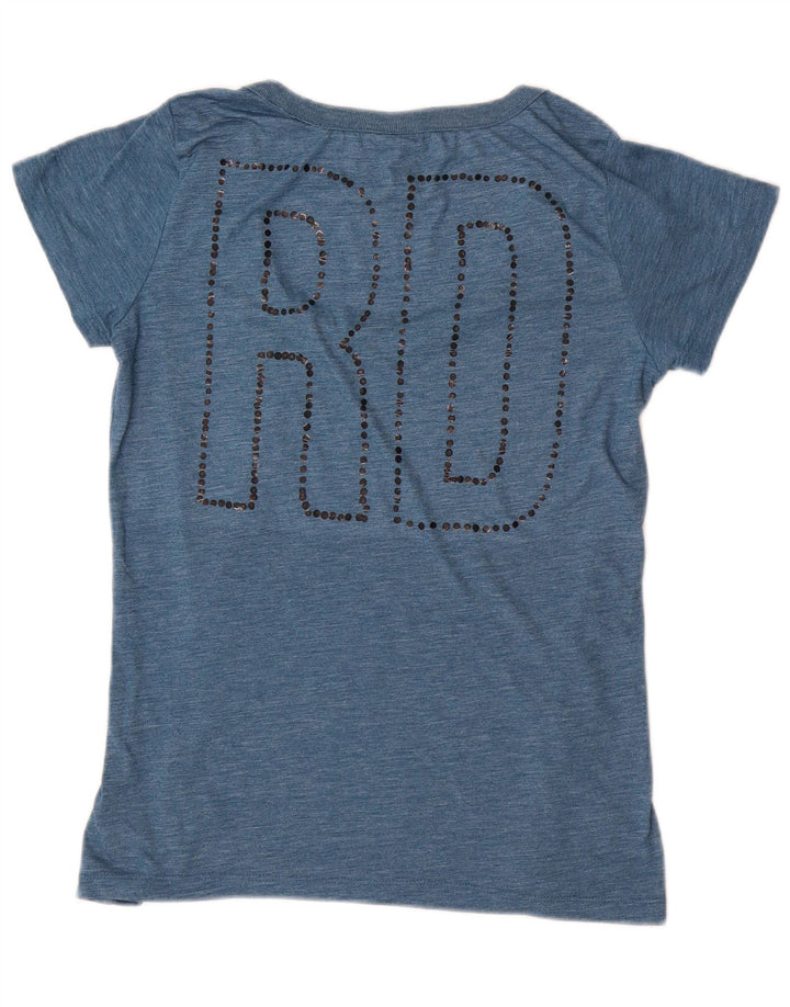 G-Star T-shirt graphique pour femme UK 12 Bleu moyen Polyester