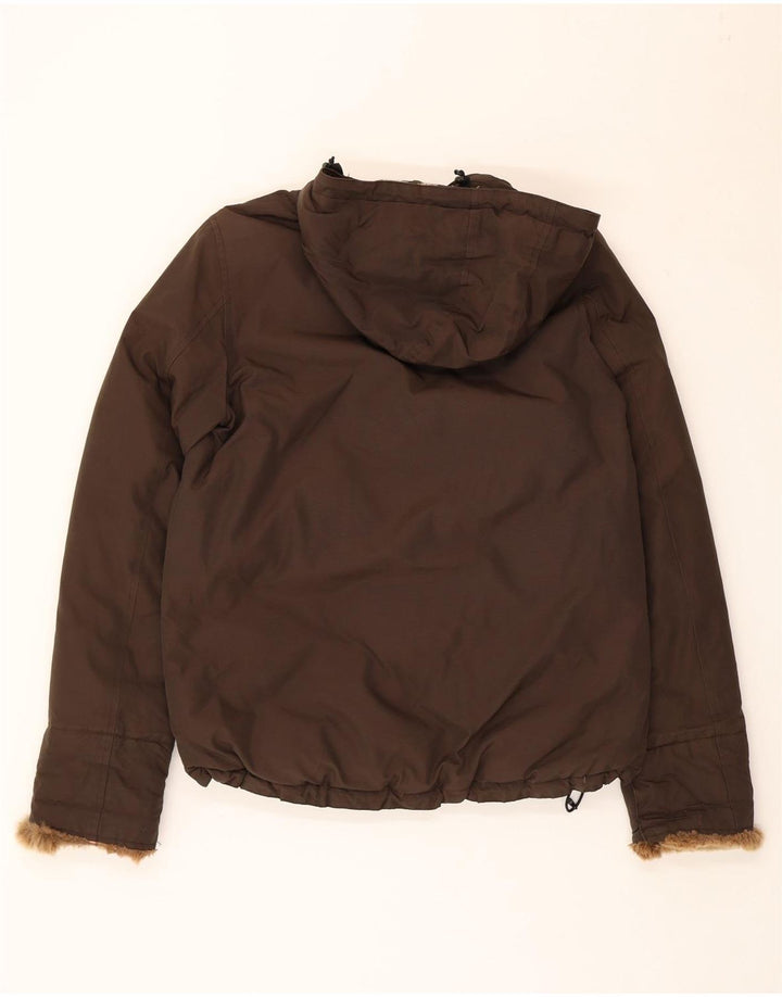 Woolrich Veste matelassée à capuche pour femme UK 16 Large Kaki Coton