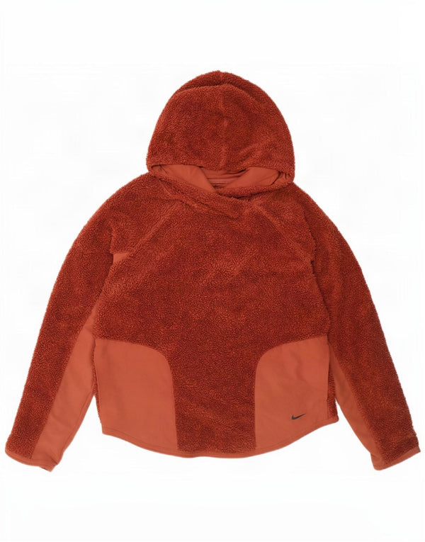 Nike Pull à capuche surdimensionné en polaire pour femme UK 10 Petit Marron Polyester