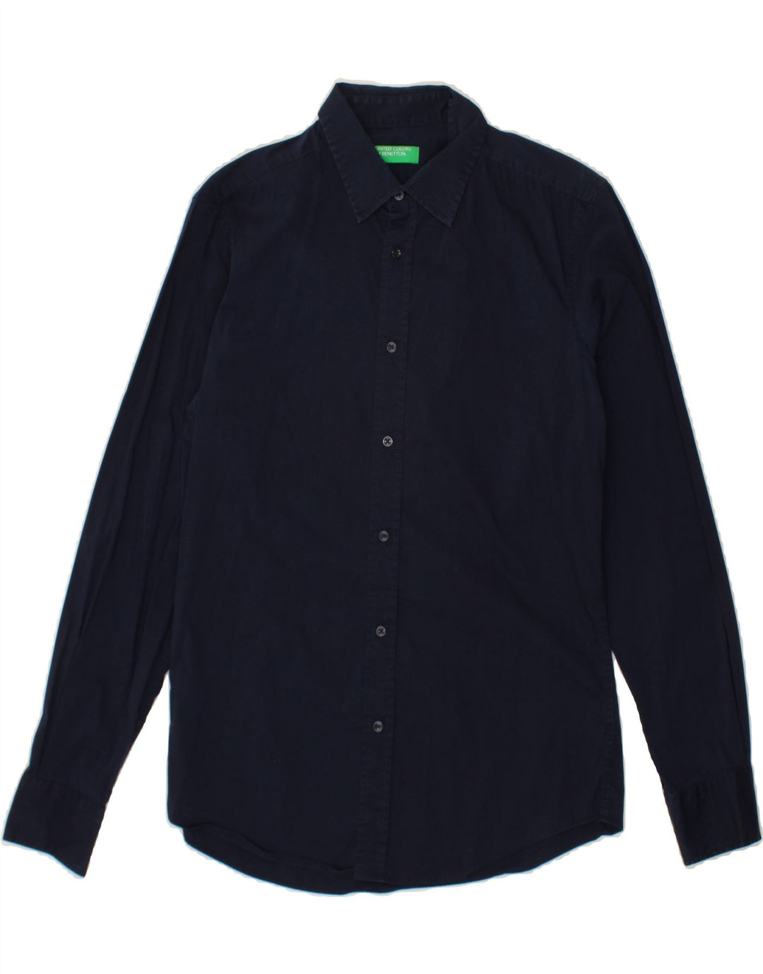 BENETTON Mens Shirt Medium Navy Blue Cotton Vintage Benetton and Second-Hand Benetton from Messina Hembry 