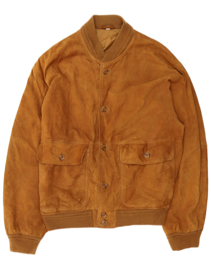 Veste Bomber En Daim Vintage Homme IT 54 2XL Marron