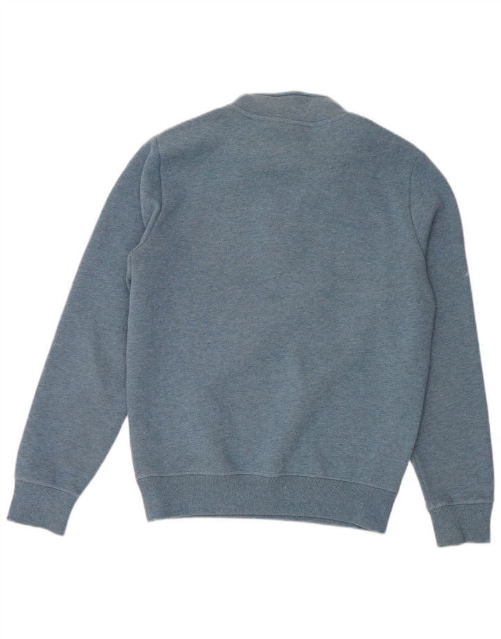 Superdry Homme Zip Neck Sweatshirt Jumper Petit Bleu Coton