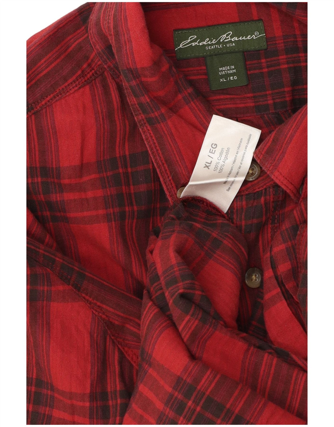 Eddie Bauer Chemise en flanelle pour homme XL en coton à carreaux rouge